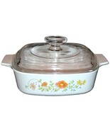 Vintage Corning Ware WildFlower A-1-B 1 Quart Casserole Dish &amp; Pyrex Lid - $665.07 MXN