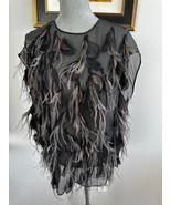 BRUNELLO CUCINELLI Silk Monili chains Feather Petal oversized Blouse sz ... - £636.80 GBP