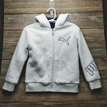 PUMA Hooded Jacket Full Zip Fleece Sherpa Sweater Sweatshirt Gray Toddle... - £15.63 GBP