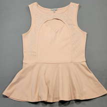 Charlotte Russe Womens Shirt Size M Pink Jeweled Sultry Cutout Front Sleeveless - £7.82 GBP