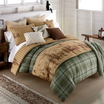 Donna Sharp Spruce Trail 3-Pc Comforter Set Rustic Lodge Cozy Log Cabin Green - £67.25 GBP+