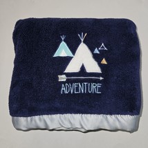 Just Born ADVENTURE Navy Blue Fleece Baby Blanket Lovey Tent Teepee Sati... - £13.97 GBP