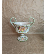PV Italy Pottery Footed Compote Handles Bowl Colorful Flowers Vintage 8”... - €26,41 EUR