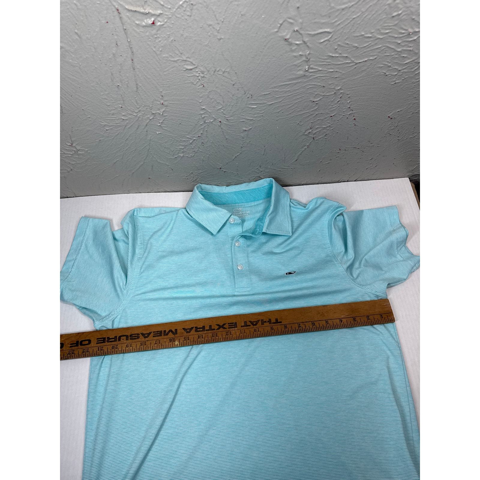 Vineyard Vines Mens Striped Polo Aqua Short Sleeve Collared Perfomance Medium Item image 4