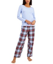 allbrand365 designer Womens Mix It Tartan Pajama Set Size Medium Color Blue - £31.60 GBP