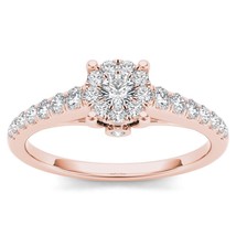 Authenticity Guarantee 
10K Rose Gold 1/2ct TDW Diamond Cluster Engagement Ring - £535.56 GBP