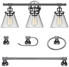 Globe Electric 51234 5-Piece All-In-One Bathroom Accessory Set,, Makeup Lighting - £63.79 GBP