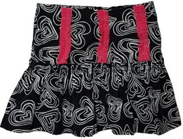 Havengirl Heart Print Frilled Ruffled Girl Black &amp; White A-Line Skirt (M... - $19.79