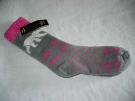 No Boundaries Women&#39;s Double Layer Socks Shoe Size 4-10 Gray Bear 1 Pair - £7.16 GBP
