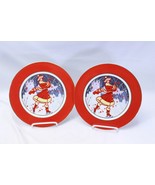 Winter Carnival Dept 56 Skater Dessert Salad Plates 9&quot; Lot of 2 - $48.39 CAD