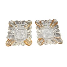 Vintage MCM Art Deco Beaded Style Clear Amber Glass Stacking Ashtray Tri... - $20.88 CAD