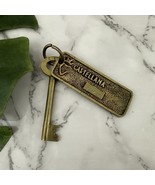 Vintage Castellana Madrid Spain Hotel Room Key Brass Keychain Skeleton Fob - $900.24 MXN
