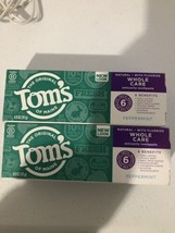 2 Tom&#39;s of Maine Whole Care Natural Toothpaste w/ Fluoride Peppermint 4 oz. 9/24 - £7.43 GBP