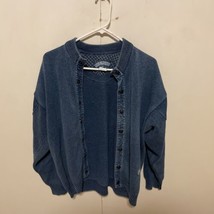 Vintage Blue Willi&#39;s Indigo Dyed Sweater Denim Collared Henley Denmark m... - £46.11 GBP