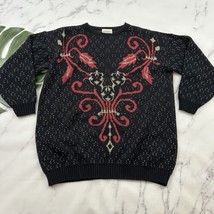 Distinctly Different Womens Vintage Pullover Sweater Size XL Black Red H... - $32.66