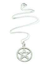 Pentacle Necklace 18&quot; Chain Pagan Wiccan Pendant Sterling Silver Jewelle... - £26.58 GBP