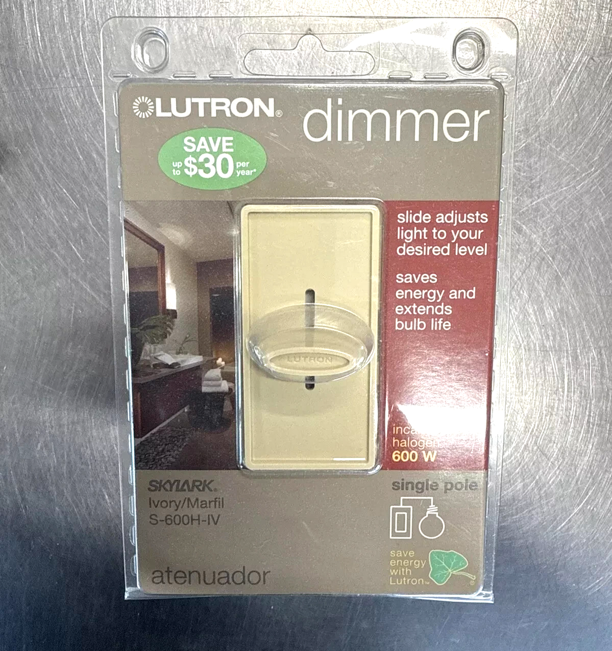 Lutron Skylark Dimmer Switch Ivory S-600H-IV Dimmer Switch 600w FAST SHIP - $8.54