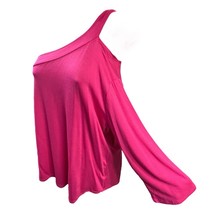 Lucky &amp; Blessed Top One Sleeve Fuschia Barbiecore Stretch NEW Size M USA... - £29.37 GBP