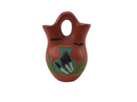 Vintage Native American Hand Made Small Clay Wedding Vase 5 in - £6.27 GBP