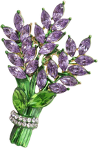 Lavender Flower Brooch Crystal Rhinestone Tulip Brooch Elegant Accessories Jewel - £13.02 GBP