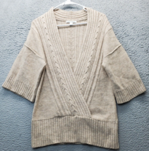 Banana Republic Sweater Women&#39;s M Tan Wool Cable Knit 3/4 Sleeve Surplic... - $30.53