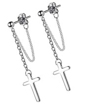 Cross Drop Earrings 925 Sterling Silver Chain for - $40.52