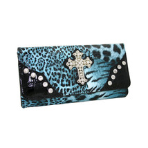 Gold Rush WC99-BLU &amp; LP Western Rhinestone Cross Accent Wallet - Blue &amp; ... - $27.61