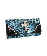 Gold Rush WC99-BLU &amp; LP Western Rhinestone Cross Accent Wallet - Blue &amp; ... - $27.61