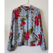 DG2 by Diane Gilman Floral Full Zip Jacket w/ Pockets Size XL - $49.00