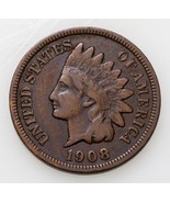 1908-S 1C Indian Cent in Fine Condition, All Brown Color, LIBERTY is Full - $2,182.61 MXN