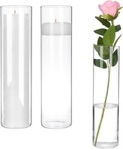 Cewor 3Pcs Glass Cylinder Vase Hurricane Candle Holder For Centerpieces 12 Inch - £31.28 GBP