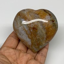 0.56 lbs, 2.8&quot;x2.8&quot;x1.5&quot; Ocean Jasper Heart Polished Healing Crystal, B30922 - £16.35 GBP