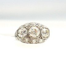Antique Edwardian Filigree Deco Three Stone Lab Created Diamond Engagement Ring - £69.98 GBP