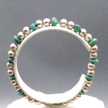 Vintage Beaded Bangle, Turquoise Nugget and Silver Tone Bead Bracelet - £20.05 GBP