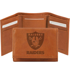 NFL Las Vegas Raiders Embossed Pecan Genuine Leather Billfold Wallet - £19.46 GBP