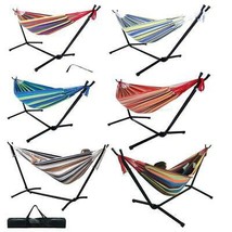 Double Hammock With Space Saving Steel Stand Includes Carrying Case 450Lbs - £65.66 GBP+