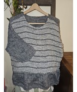 Linomania Gray Handmade Italy Womens Woven Linen Flared Shirt Tunic Boho... - $22.90