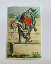 Boy On Bucking Donkey Trade Card M C Mirick 1881 - £22.42 GBP