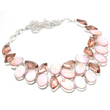 Pink Mother Of Pearl Morganite Gemstone Handmade Necklace Jewelry 18&quot; SA 3799 - £15.57 GBP