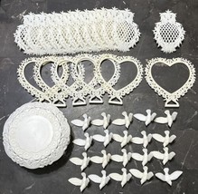 Vintage Wilton Decorative Doves Lattice Filigree Heart Wedding Cake Toppers Lot - £19.09 GBP