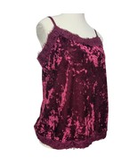 Babydoll Y2K Crushed Velvet Tank Juniors Size L Burgundy Lace Cami Whims... - $24.43 CAD