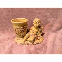 Vintage Cupid Cherub Ceramic 1960s Candle Holder by Enesco - $11.88