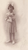 Geraldine B. Chandler Photo Little Girl, Ceramic Doll, Bow, White Button Shoes - £13.97 GBP