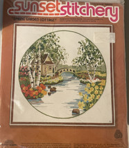 Sunset Stitchery &quot;Spring Garden Cottage&quot; Fits 16X16 Frame #2476 - £19.77 GBP