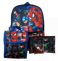 Captain America Marvel 16&quot; 5-Pc. Backpack Set w/Insulated Lunch Sack +Bottle $40 - £24.12 GBP