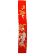 Handmade vintage Japanese silk wall embroidery 1&#39; x 6.9&#39; (32cm x 213cm) ... - $443.98 CAD