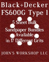 Black+Decker FS600G Type 1 - 1/4 Sheet - 17 Grits - No-Slip - 5 Sandpaper Bundle - £3.90 GBP