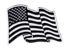 Waving USA American Flag 3 Inch Hook Patch B/W - £5.52 GBP