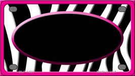 Black White Pink Zebra Center Oval Novelty Mini Metal License Plate Tag - £11.95 GBP