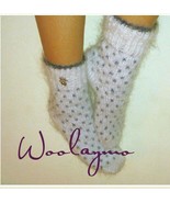 S,M,L Elegant Fluffy Mohair Socks Shaggy Cozy Socks White &amp; Purple socks - £10.07 GBP